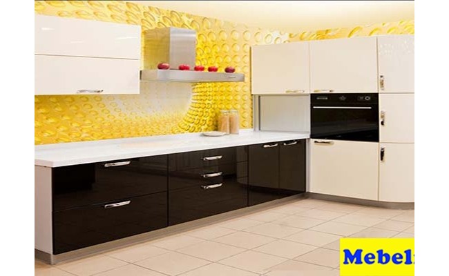 Кухня МДФ белый глянец-черный глянец