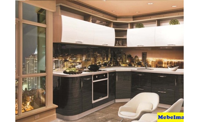 Кухня МДФ Фасад Люкс Страйп белый/черный