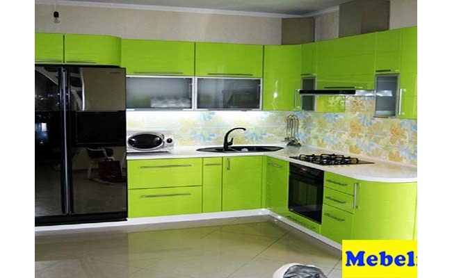 Кухня МДФ пленочный салат глянец