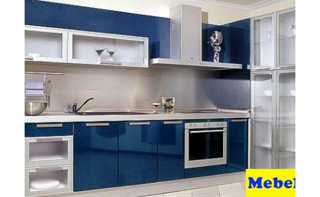 Кухня МДФ лакированный, цвет шалфей
