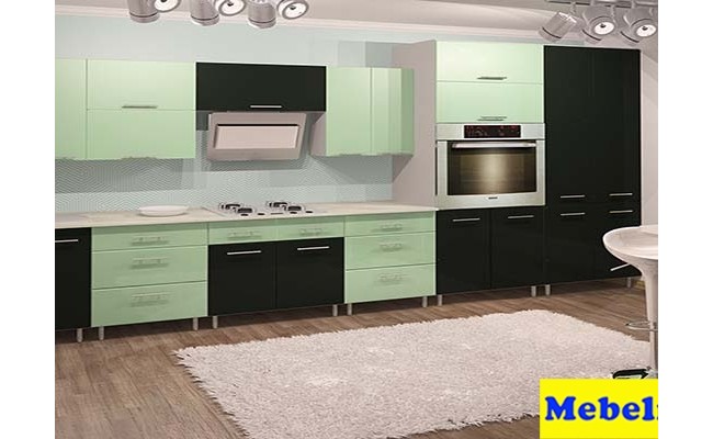 Кухня МДФ крашенный Салат глянец
