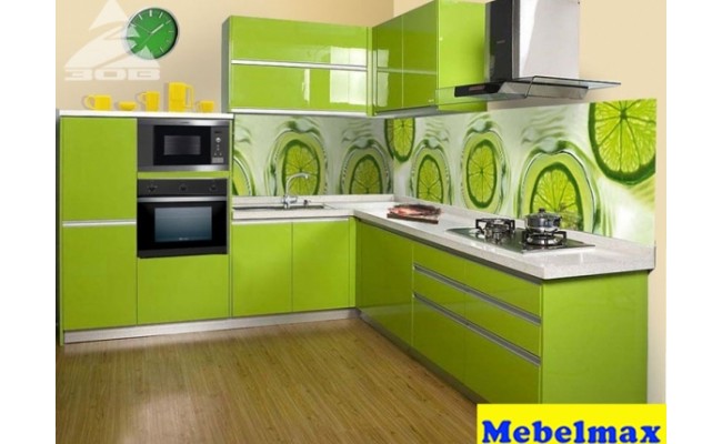 Кухня МДФ крашеный "Зеленый глянец"