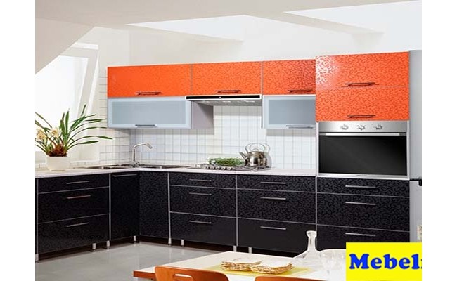 Кухня Флора оранжевая, Флора черная