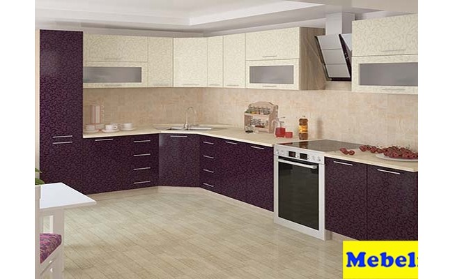Кухня Флора ваниль (верх) + Флора слива (низ)