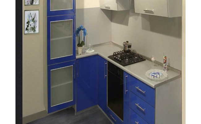 Кухня Пост 3 Синий/Серебро Перламутр