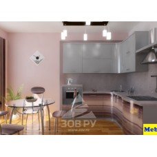 Кухня Серебро перл./Рубиновая полоса