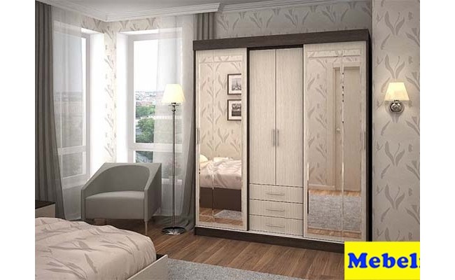 Шкаф-купе комбинированный 1600*2200*600 Венге,дуб шамони